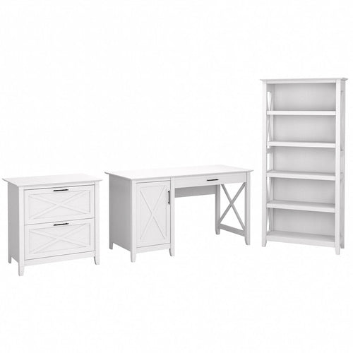 54W Computer Desk with Cabinet and Bookcase