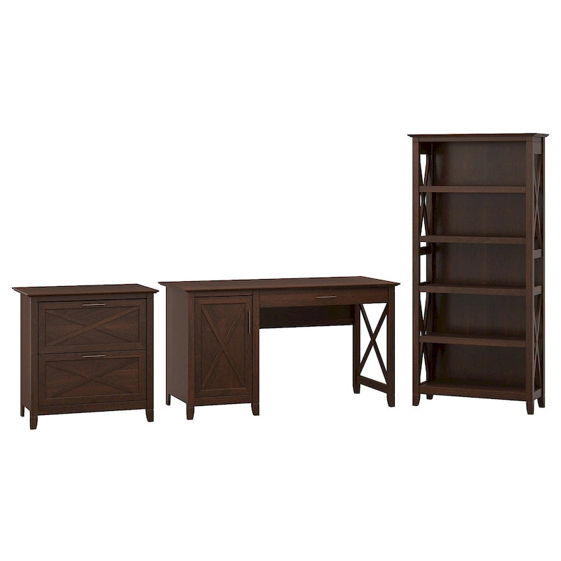 Scrivania per computer da 54W con mobiletto e libreria