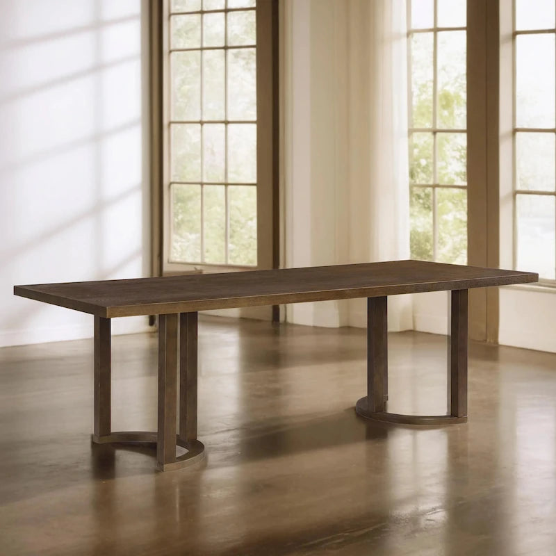 Modern 95-Inch Dining Table with U-Shaped Trestle Base