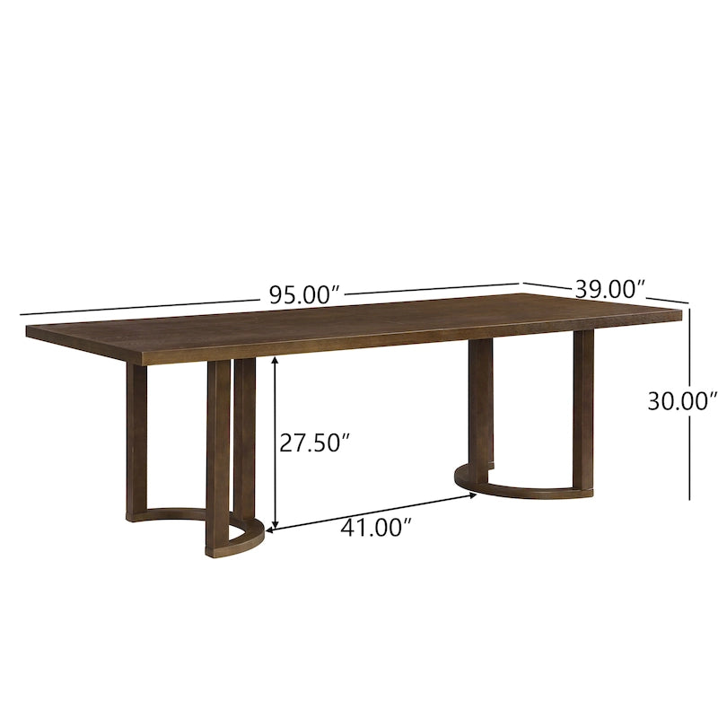 Mesa de comedor moderna de 95 pulgadas con base de caballete en U