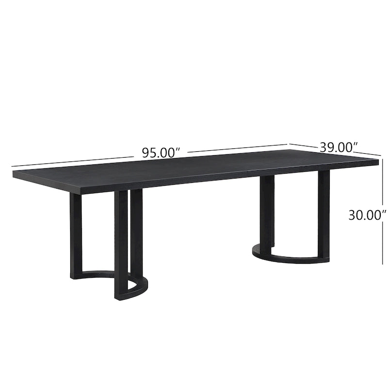 Mesa de comedor moderna de 95 pulgadas con base de caballete en U