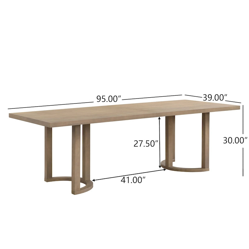 Mesa de comedor moderna de 95 pulgadas con base de caballete en U