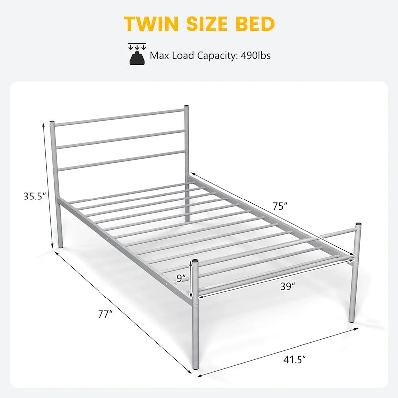 Twin Metal Bed Frame No Box Spring Needed