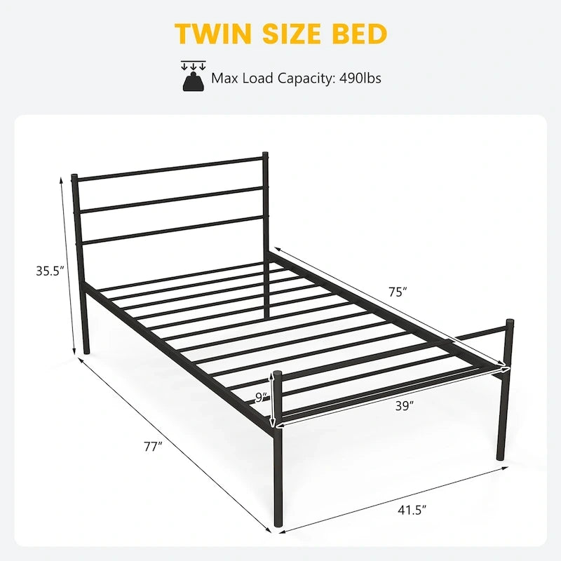 Twin Metal Bed Frame No Box Spring Needed