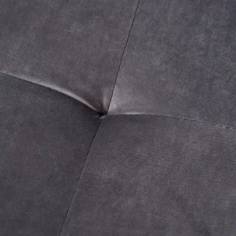 Otomana redonda de terciopelo de estilo moderno de mediados de siglo con patas de madera de abedul