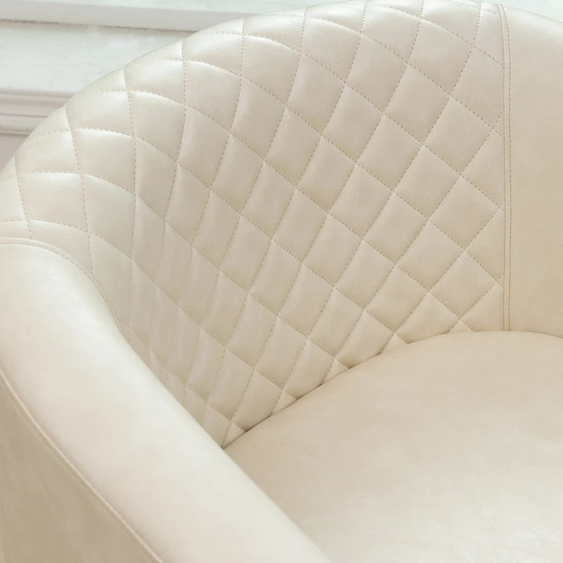 Poltrona club a botte in pelle PU trapuntata con borchie decorative