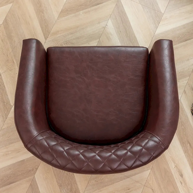 Poltrona club a botte in pelle PU trapuntata con borchie decorative