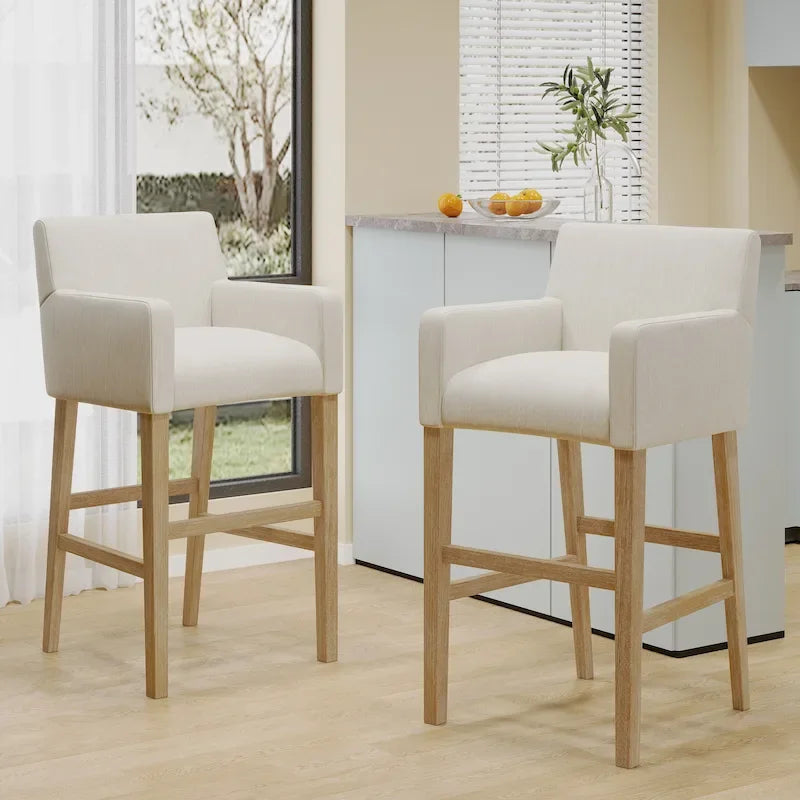 Fabric and Rubberwood 30.5-inch Barstools Set of 2