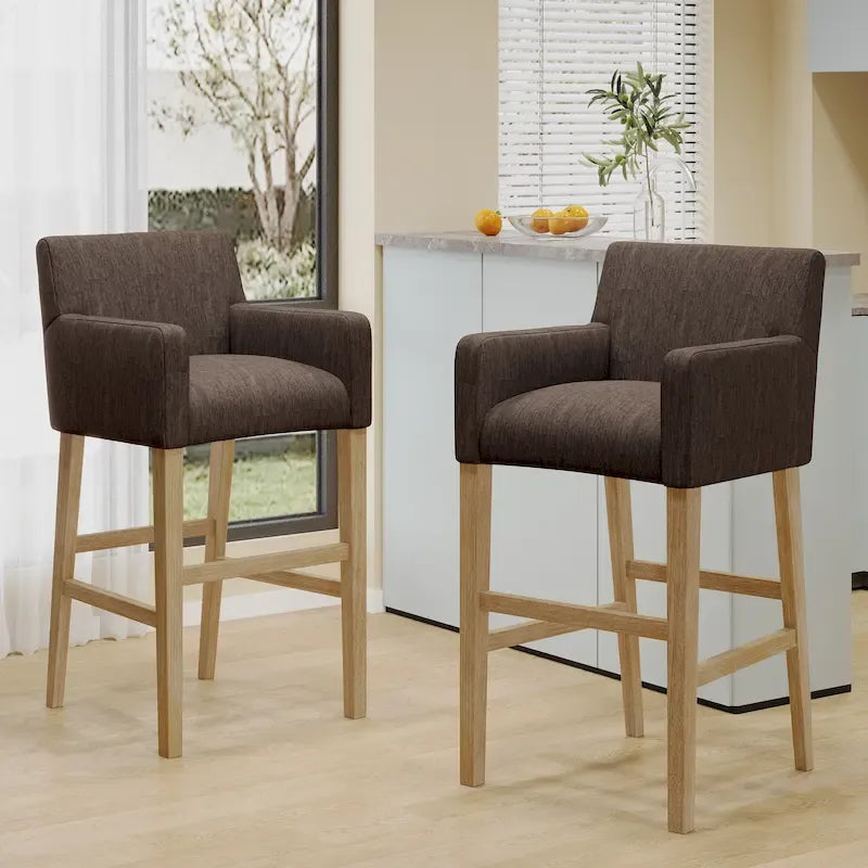 Fabric and Rubberwood 30.5-inch Barstools Set of 2
