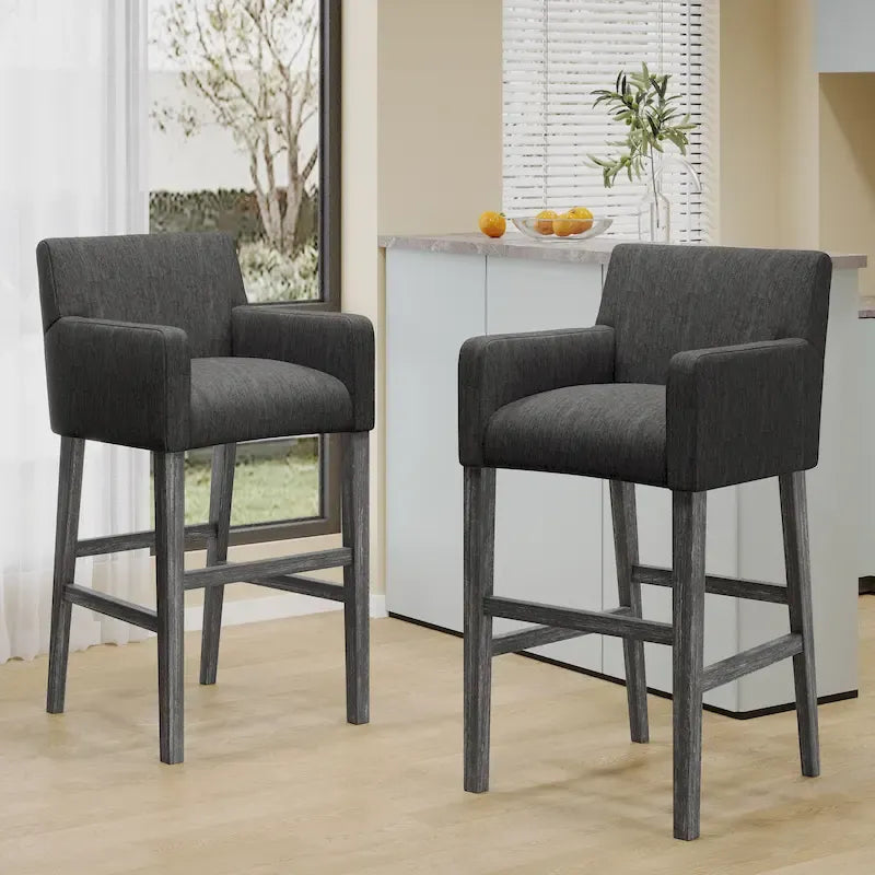 Fabric and Rubberwood 30.5-inch Barstools Set of 2