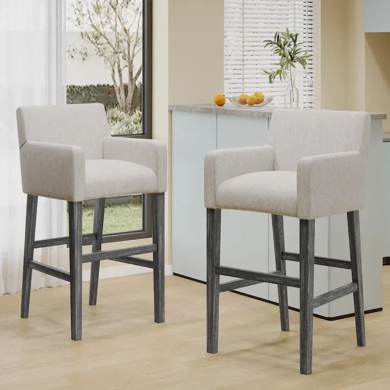 Fabric and Rubberwood 30.5-inch Barstools Set of 2