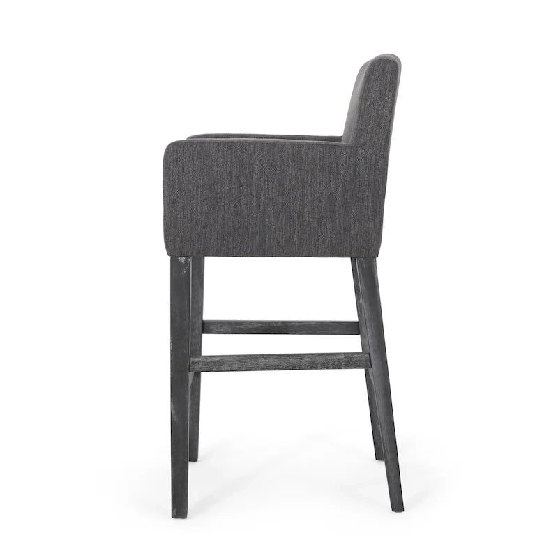 Barhocker aus Stoff und Gummibaumholz, 77,5 cm, 2er-Set