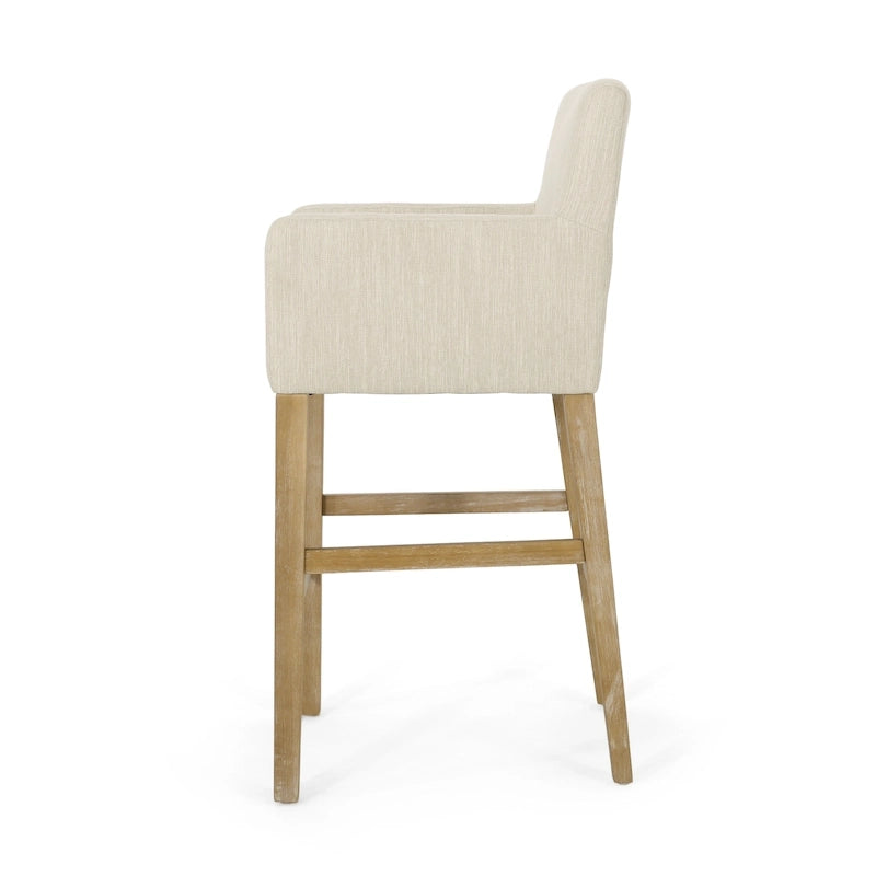 Barhocker aus Stoff und Gummibaumholz, 77,5 cm, 2er-Set