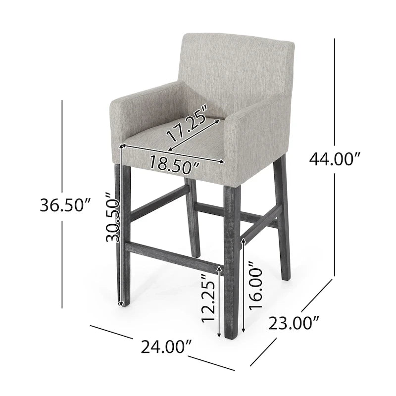 Barhocker aus Stoff und Gummibaumholz, 77,5 cm, 2er-Set