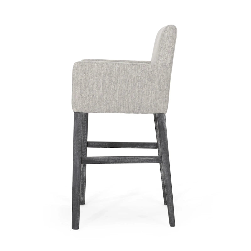 Barhocker aus Stoff und Gummibaumholz, 77,5 cm, 2er-Set