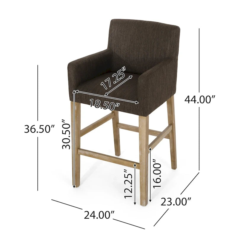 Barhocker aus Stoff und Gummibaumholz, 77,5 cm, 2er-Set