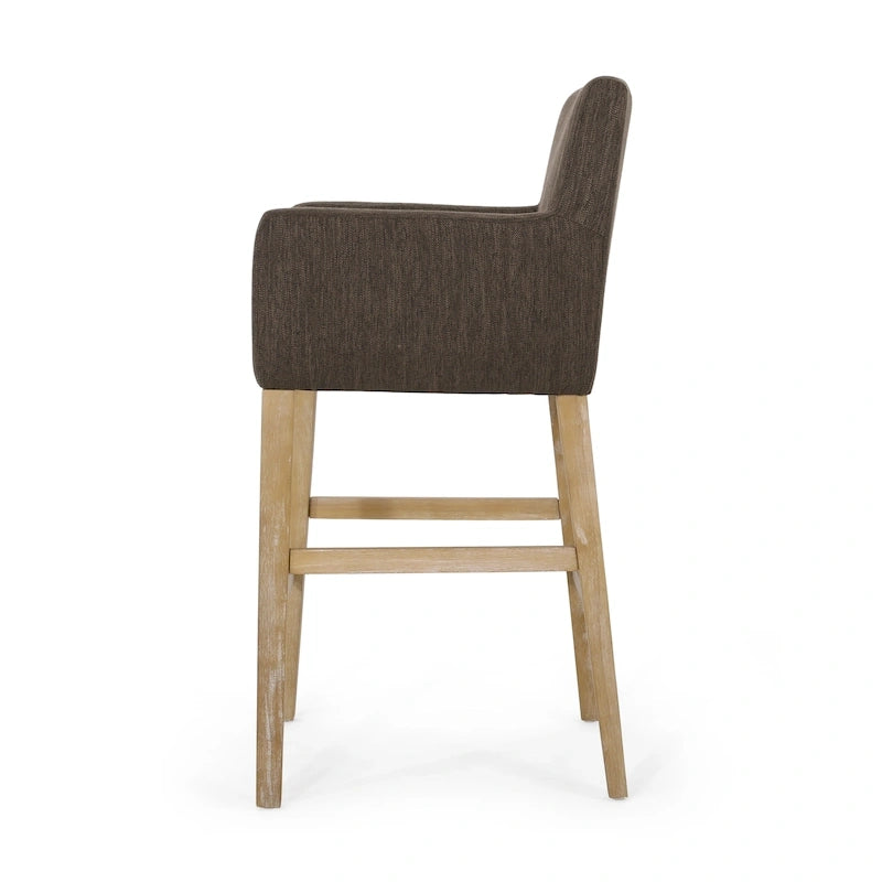Barhocker aus Stoff und Gummibaumholz, 77,5 cm, 2er-Set