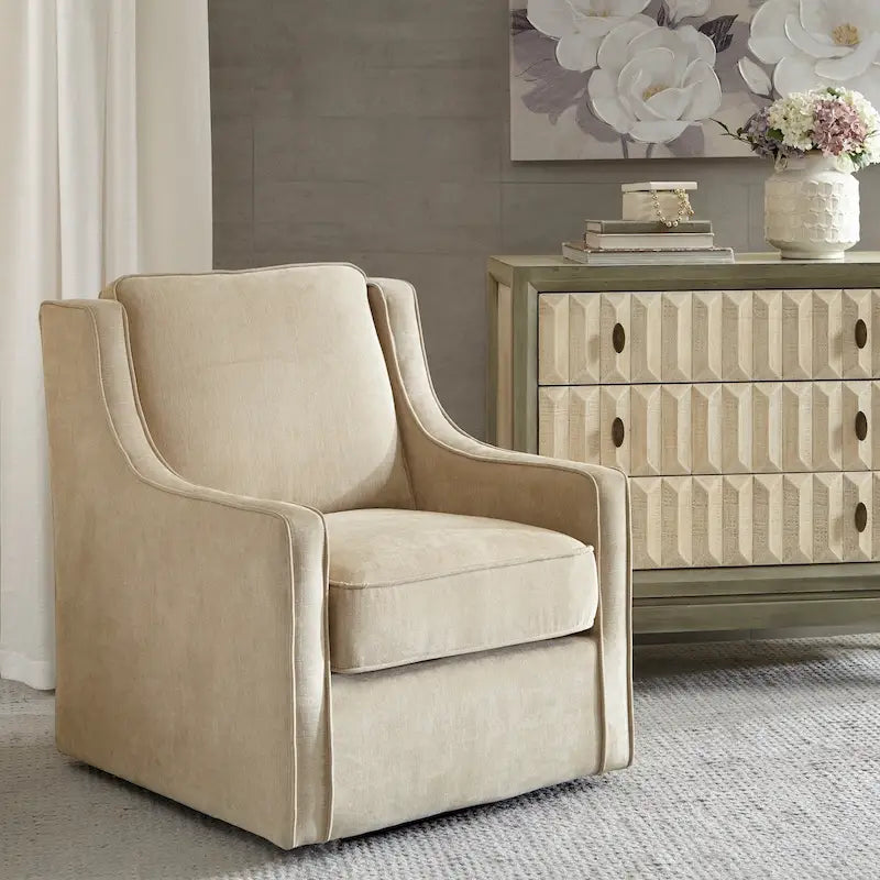 Modern 360 Degree Swivel Accent Armchair with Padded Seat