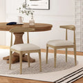 Esszimmerstühle aus Stoff und Gummibaumholz, 2er-Set