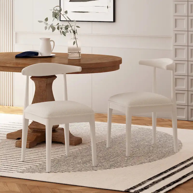 Fabric and Rubberwood Dining Chairs Set of 2