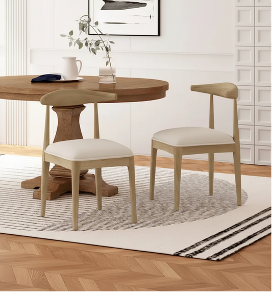 Fabric and Rubberwood Dining Chairs Set of 2