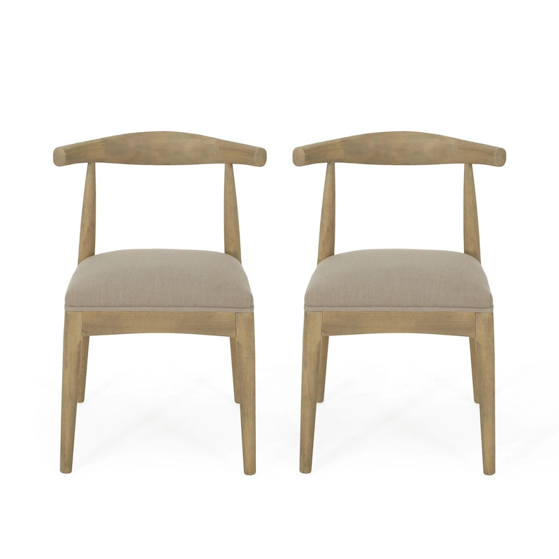 Esszimmerstühle aus Stoff und Gummibaumholz, 2er-Set