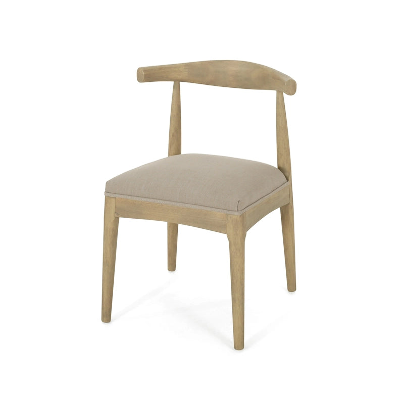 Esszimmerstühle aus Stoff und Gummibaumholz, 2er-Set