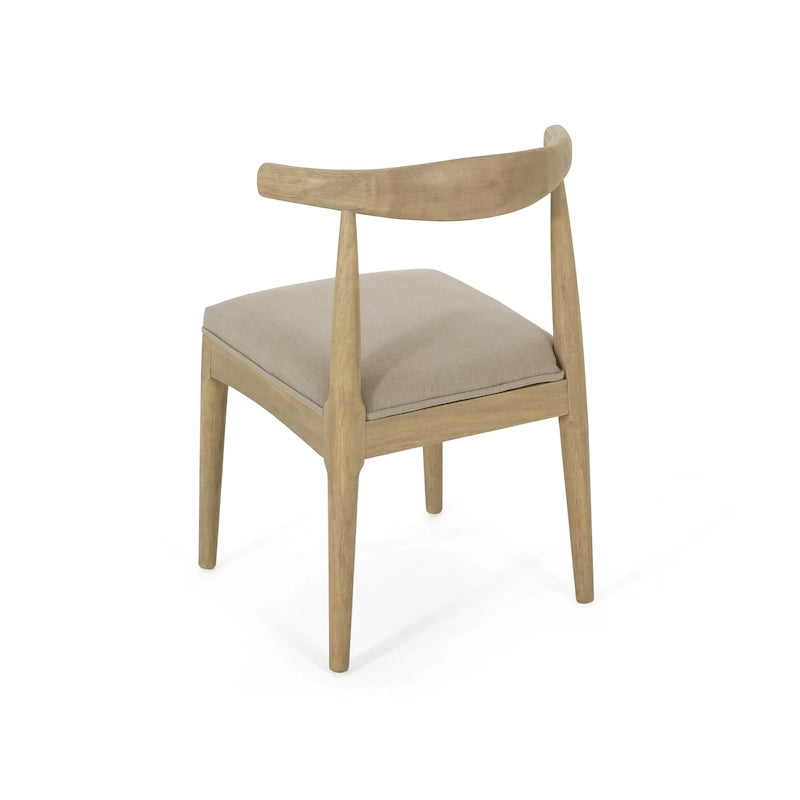 Esszimmerstühle aus Stoff und Gummibaumholz, 2er-Set