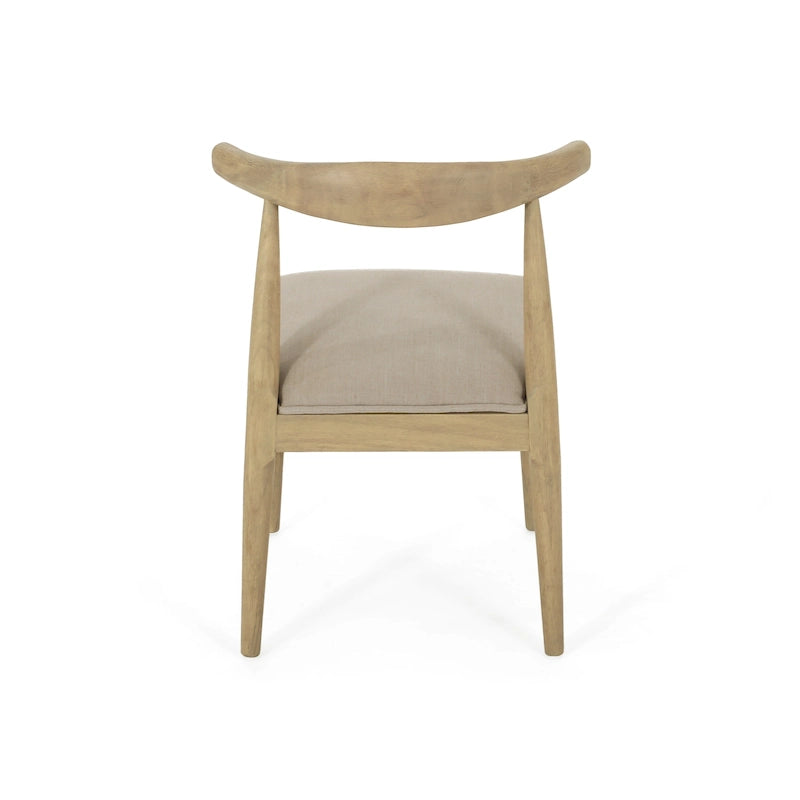 Esszimmerstühle aus Stoff und Gummibaumholz, 2er-Set