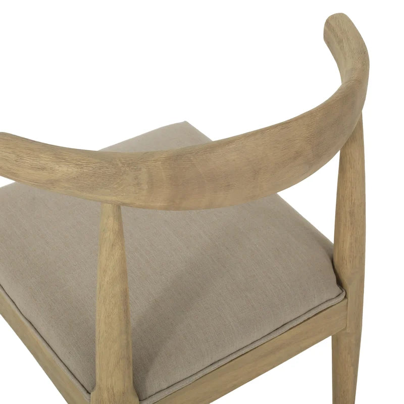 Esszimmerstühle aus Stoff und Gummibaumholz, 2er-Set