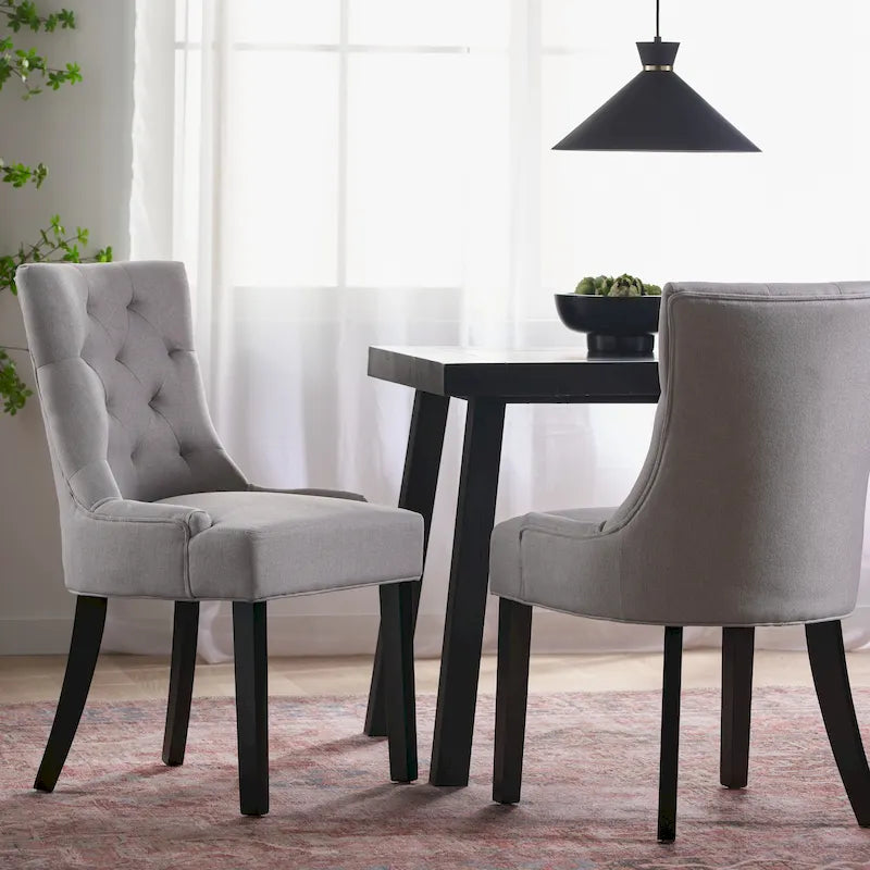 Moderne gepolsterte Esszimmerstühle mit Knopfheftung, 2er-Set