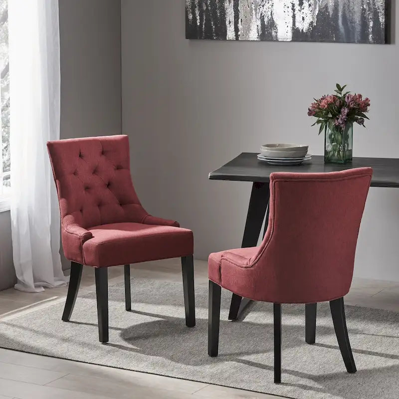 Moderne gepolsterte Esszimmerstühle mit Knopfheftung, 2er-Set
