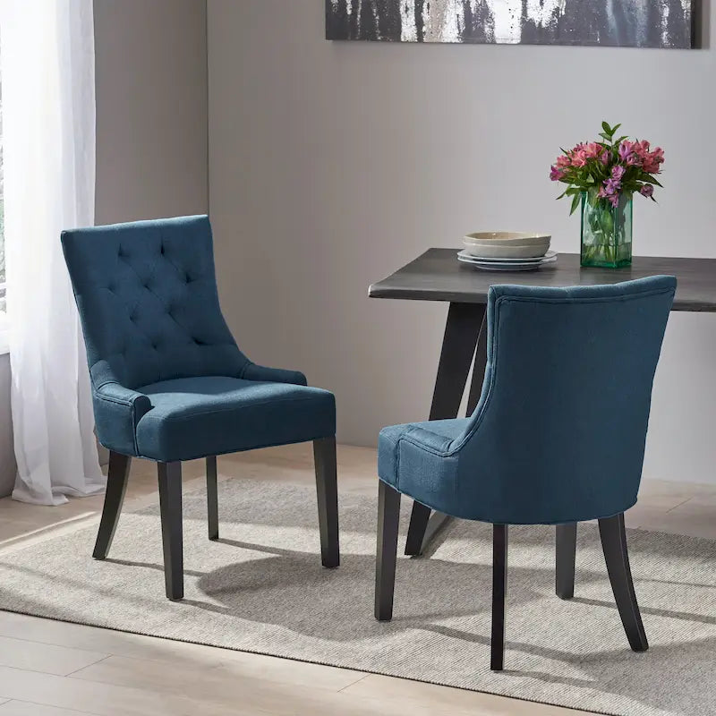 Moderne gepolsterte Esszimmerstühle mit Knopfheftung, 2er-Set