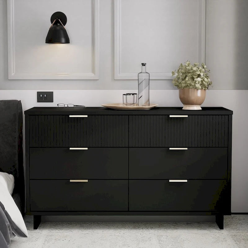 55-inch Modern Double Wide 6-Drawer Dresser