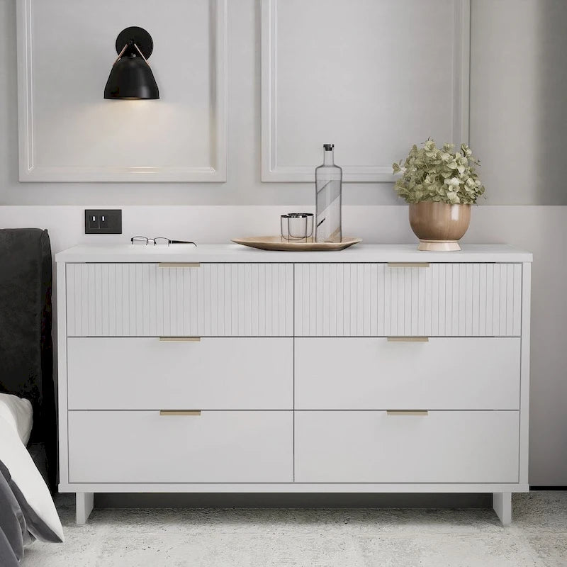55-inch Modern Double Wide 6-Drawer Dresser