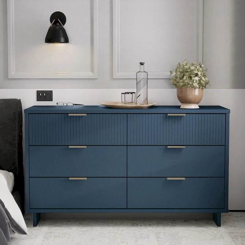 55-inch Modern Double Wide 6-Drawer Dresser