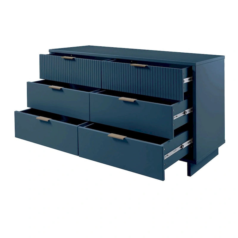55-inch Modern Double Wide 6-Drawer Dresser