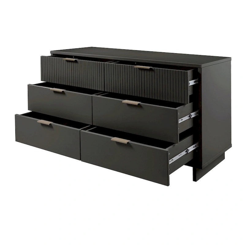 Cassettiera moderna doppia larga da 55 pollici con 6 cassetti