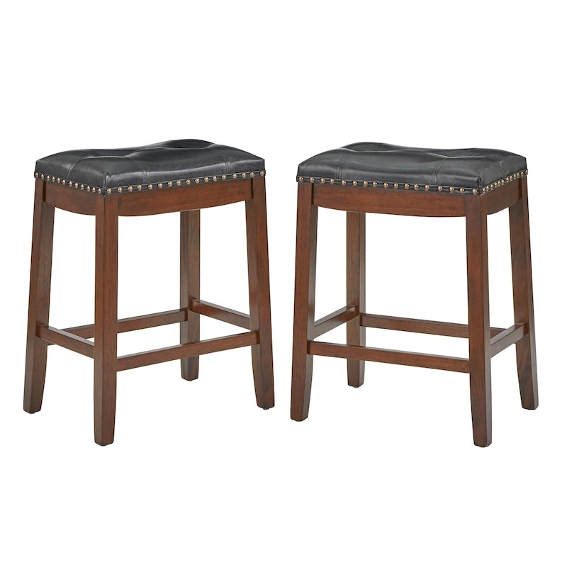 24-inch Padded Counter Height Saddle Stools (Set of 2)