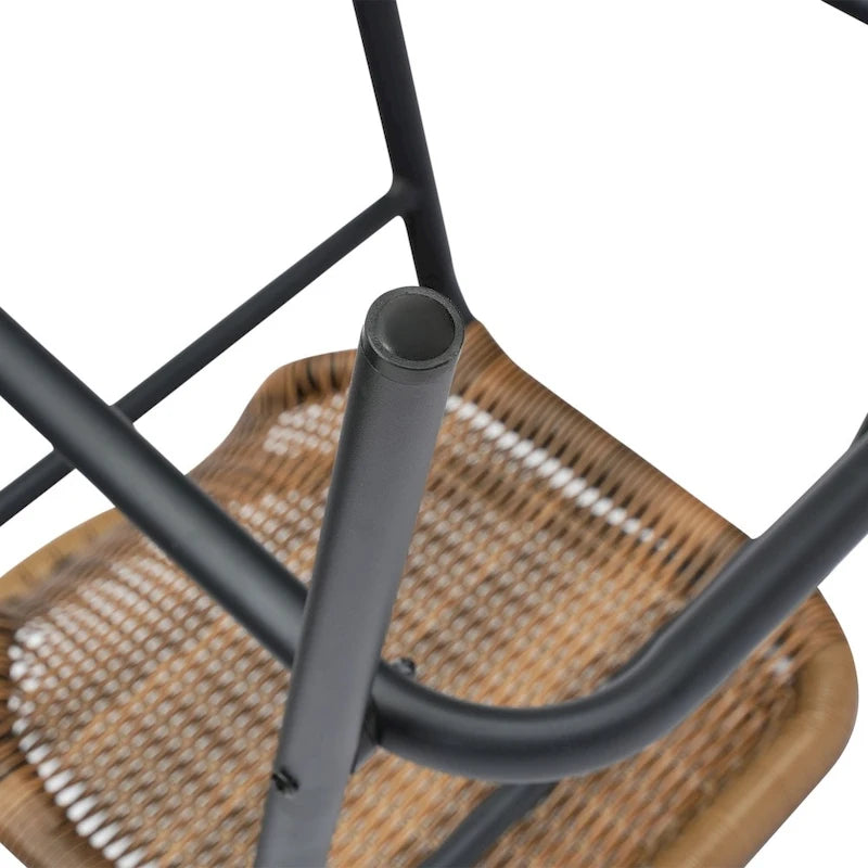 Commercial Indoor-Outdoor Rattan Restaurant Barstool with Aluminum Frame - N/A