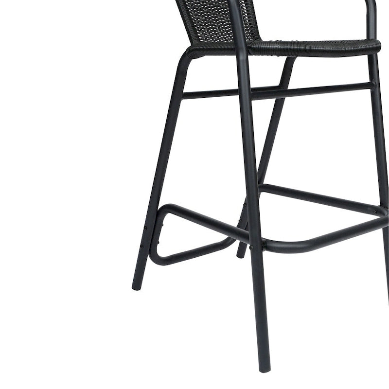 Commercial Indoor-Outdoor Rattan Restaurant Barstool with Aluminum Frame - N/A