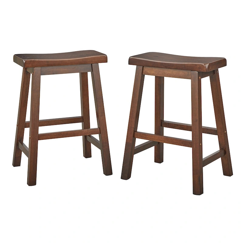 Solid Wood 24-inch Saddle Stool Set of 2