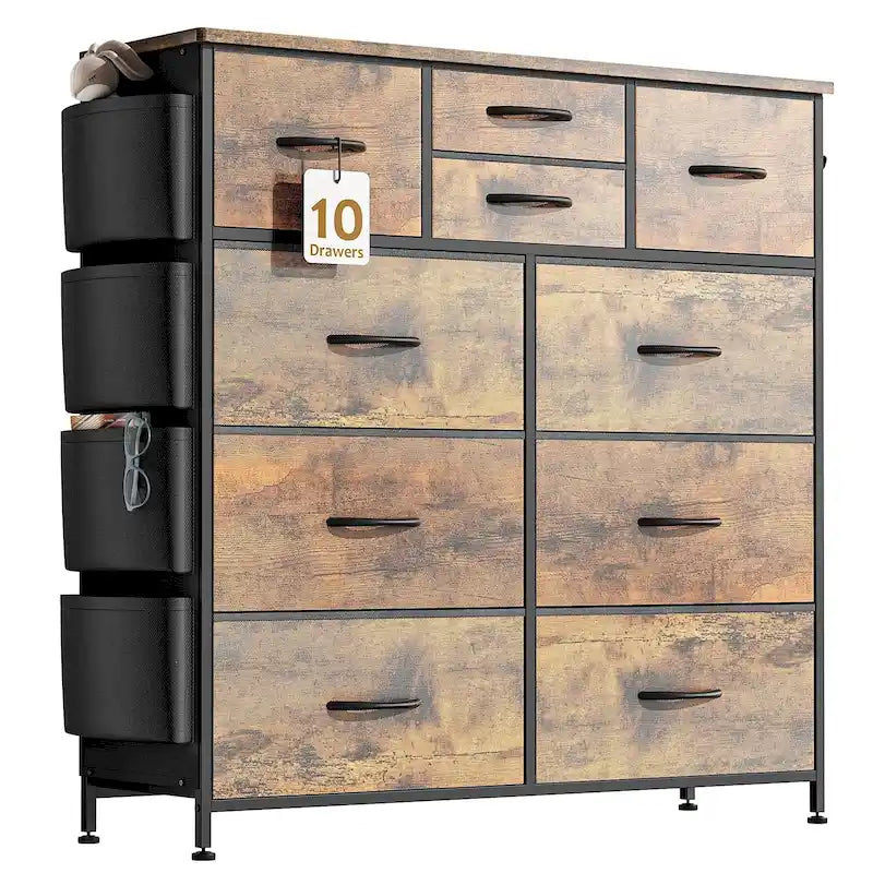 10 Drawer Dresser Fabric Closet Storage Tower Organizer Unit Bedroom