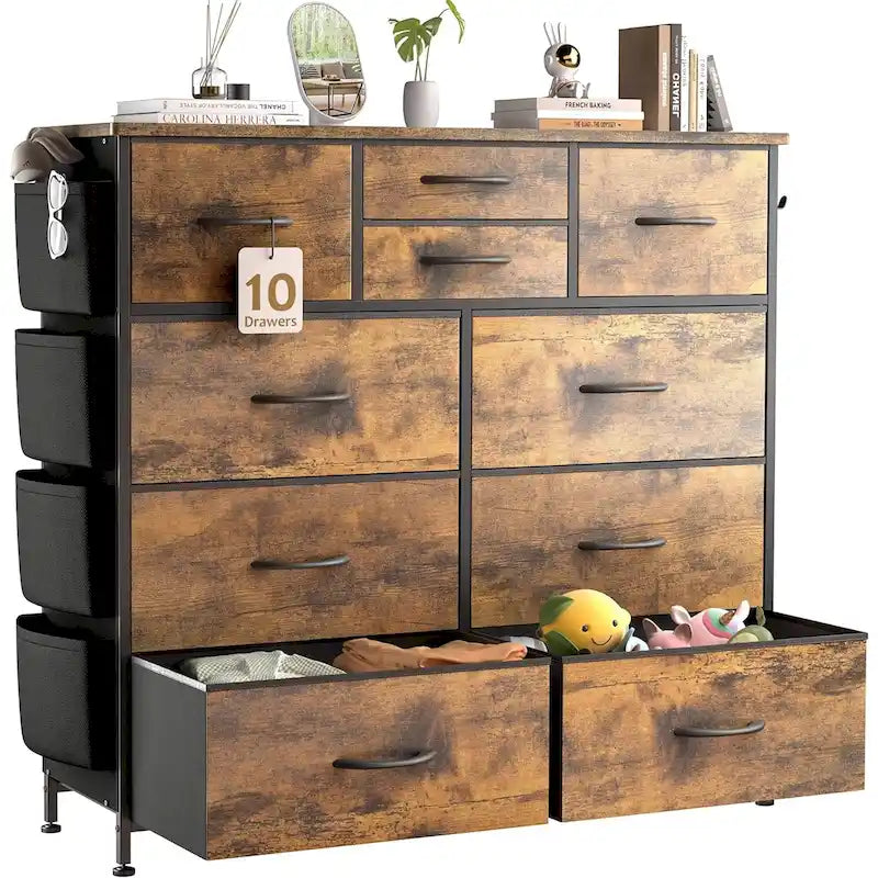 10 Drawer Dresser Fabric Closet Storage Tower Organizer Unit Bedroom