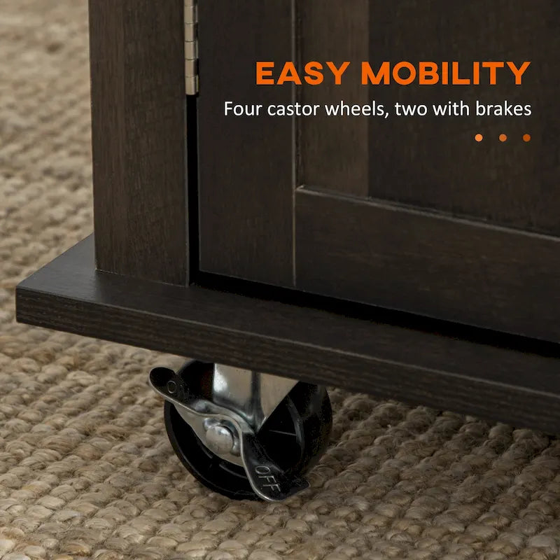 Kitchen Island on Wheels, Rolling Cart with Rubberwood Top, Spice Rack, Towel Rack and Drawers
