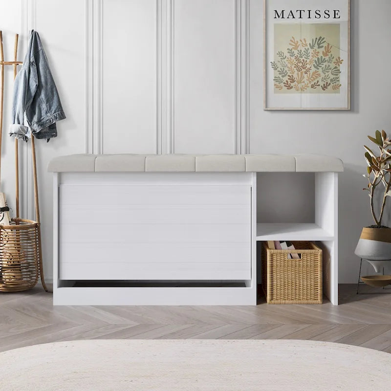 Multifunctional Flip-Drawer Storage Shoes Bench