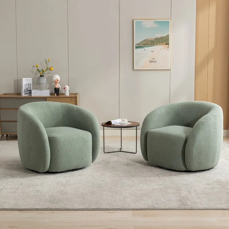 Modern Glam Upholstered 360 Degree Swivel Accent Armchair Set of 2
