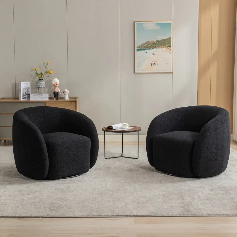Modern Glam Upholstered 360 Degree Swivel Accent Armchair Set of 2