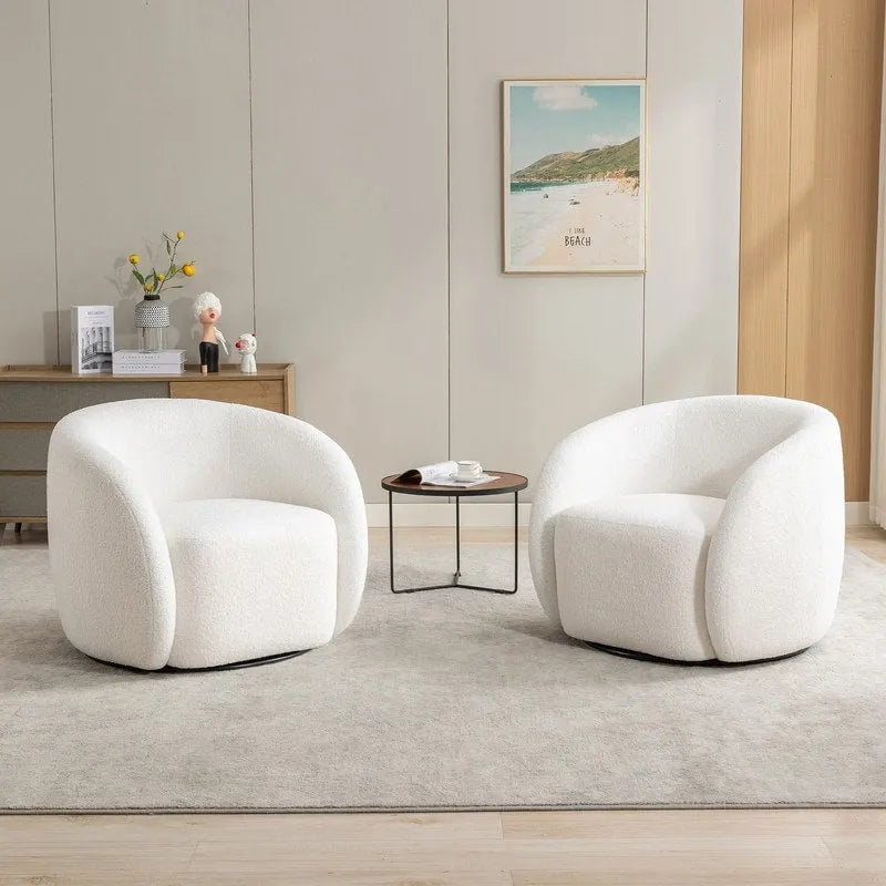 Modern Glam Upholstered 360 Degree Swivel Accent Armchair Set of 2