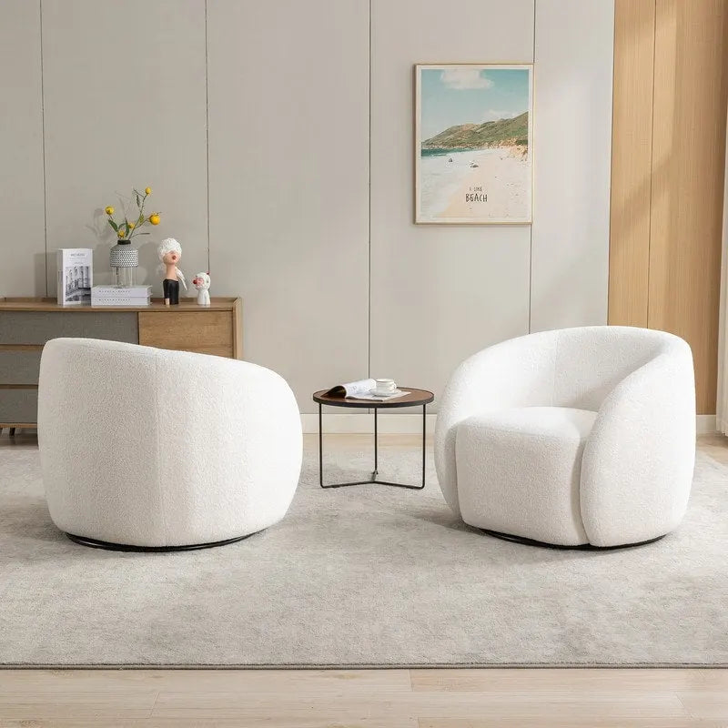 Modern Glam Upholstered 360 Degree Swivel Accent Armchair Set of 2